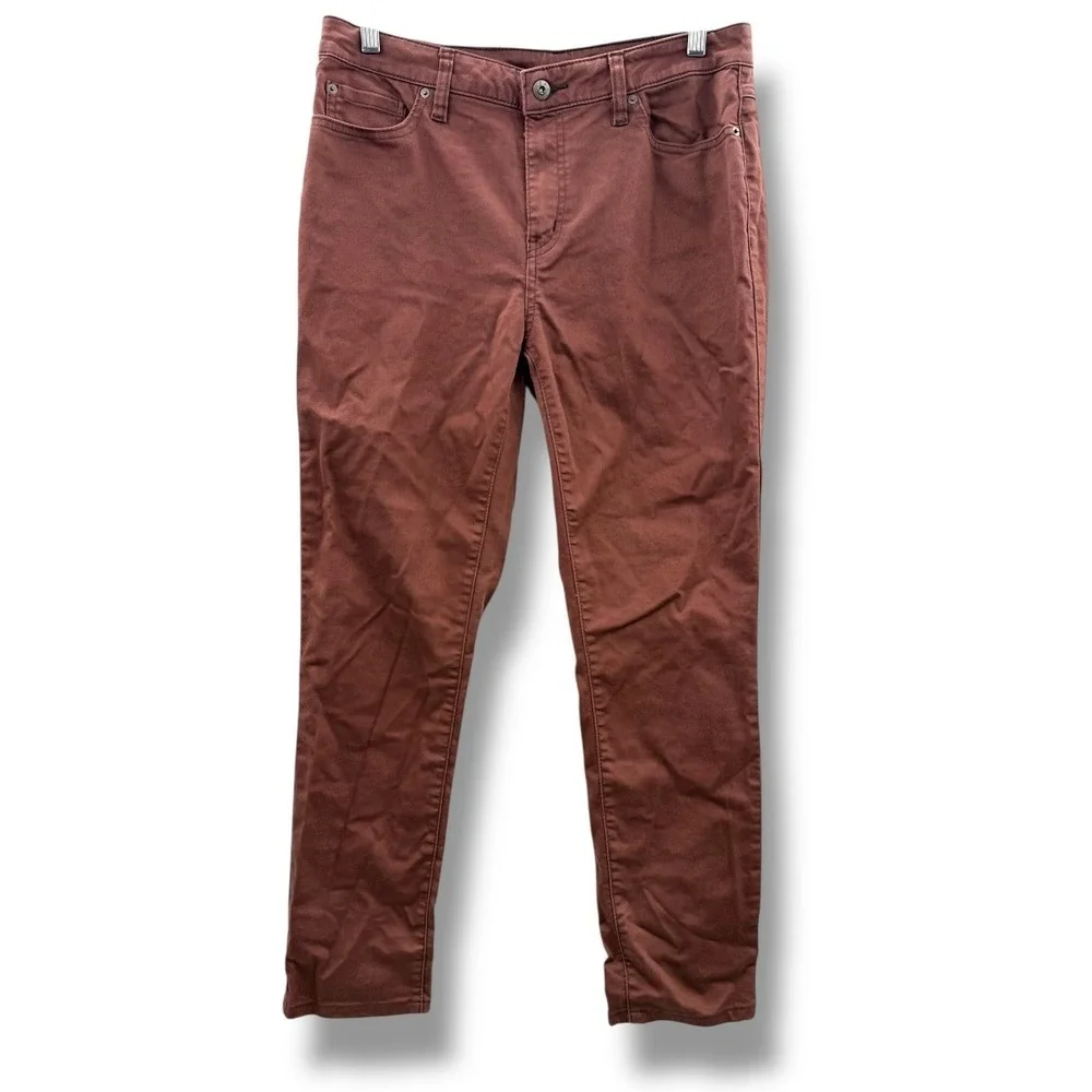 Prana Kayla High Rise Jeans Women's 10 Brown Burgundy Stretch Casual Denim Style